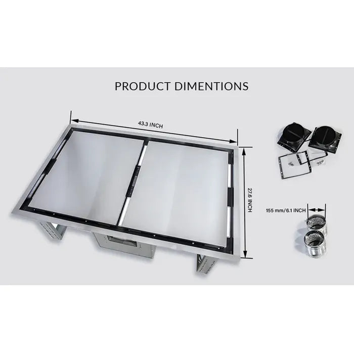 Forno Arezzo 44″ Recessed Ceiling Range Hood – 1200 CFM Dual Motors, Hybrid Filters & Remote Control, Stainless Steel (FRHRE5312-44)