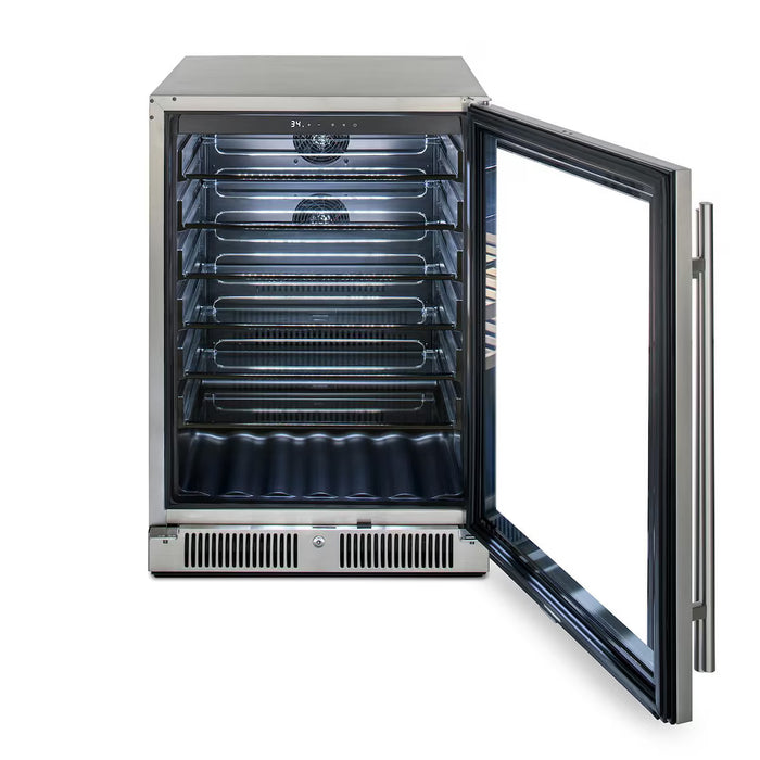 Blaze BLZ‑GDBEV‑5.5 24" Outdoor Glass Door Beverage Cooler, 5.5 cu ft Stainless Steel Outdoor Fridge