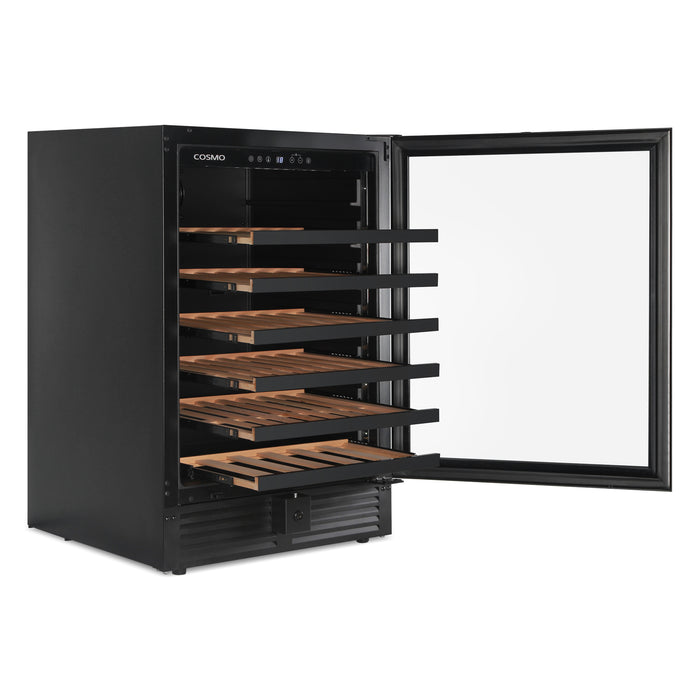 Cosmo 24-Inch Lumin Collection 52-Bottle Single Zone Wine Cooler with Digital Controls in Matte Black (COS-24BIWCS-BK)