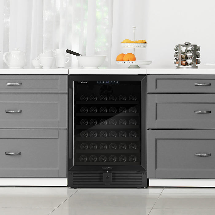 Cosmo 24-Inch Lumin Collection 52-Bottle Single Zone Wine Cooler with Digital Controls in Matte Black (COS-24BIWCS-BK)