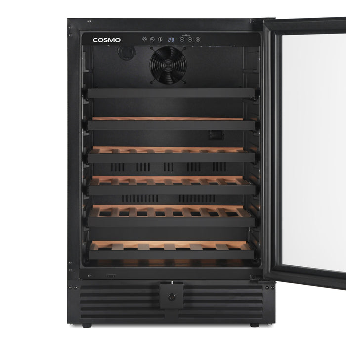 Cosmo 24-Inch Lumin Collection 52-Bottle Single Zone Wine Cooler with Digital Controls in Matte Black (COS-24BIWCS-BK)