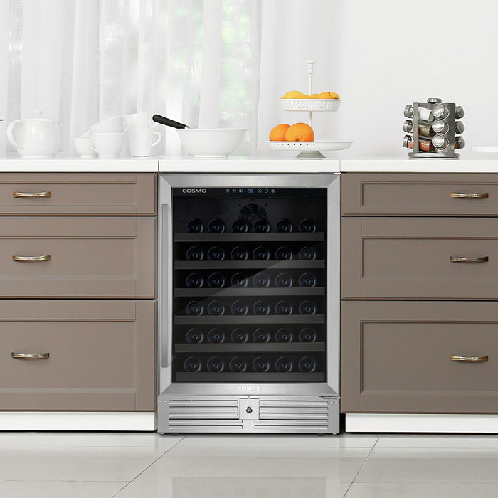 Cosmo 24-Inch Lumin Collection 52-Bottle Single Zone Wine Cooler with Digital Controls in Stainless Steel (COS-24BIWCS)