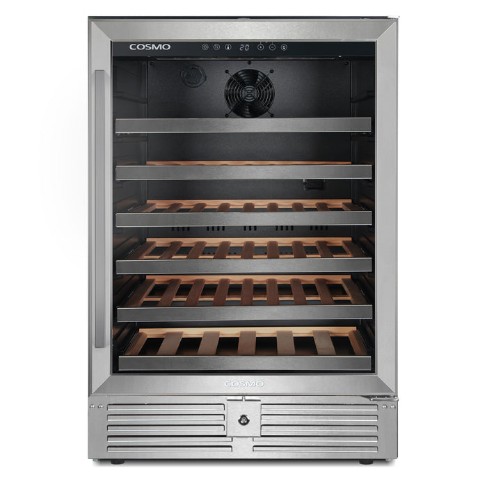 Cosmo 24-Inch Lumin Collection 52-Bottle Single Zone Wine Cooler with Digital Controls in Stainless Steel (COS-24BIWCS)