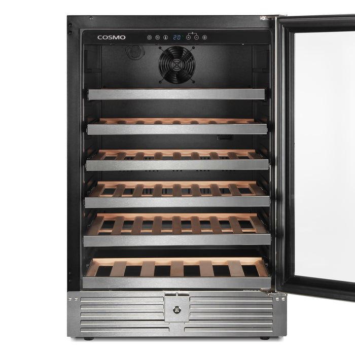 Cosmo 24-Inch Lumin Collection 52-Bottle Single Zone Wine Cooler with Digital Controls in Stainless Steel (COS-24BIWCS)