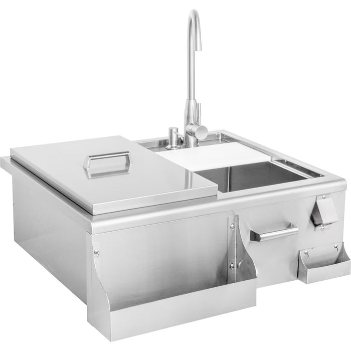 Blaze BLZ‑30CKT‑SNK 30" Outdoor Beverage Center with Sink & Ice Bin Cooler, Stainless Steel Outdoor Kitchen Accessory
