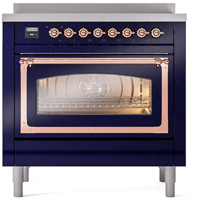 LVE Nostalgie II Noblesse 36-Inch Induction Range with 6 Elements, Midnight Blue Copper Trim