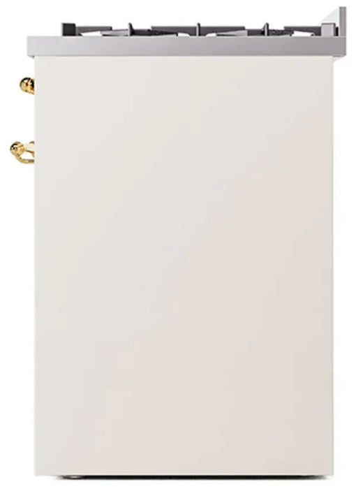 ILVE Nostalgie II 30-Inch Dual Fuel Range with 5 Burners, Antique White Brass Trim