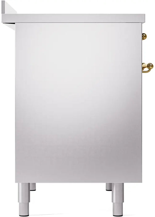 ILVE Nostalgie II 40-Inch Induction Range with 6 Elements and Double Ovens, Stainless Steel Brass Trim