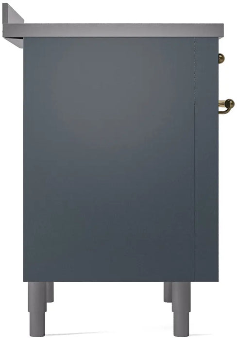 ILVE Nostalgie II 36-Inch Induction Range with 6 Elements, Blue Grey Brass Trim
