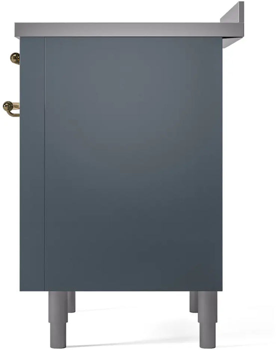 ILVE Nostalgie II 36-Inch Induction Range with 6 Elements, Blue Grey Brass Trim