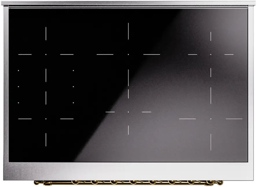 ILVE Nostalgie II 36-Inch Induction Range with 6 Elements, Glossy Black Brass Trim