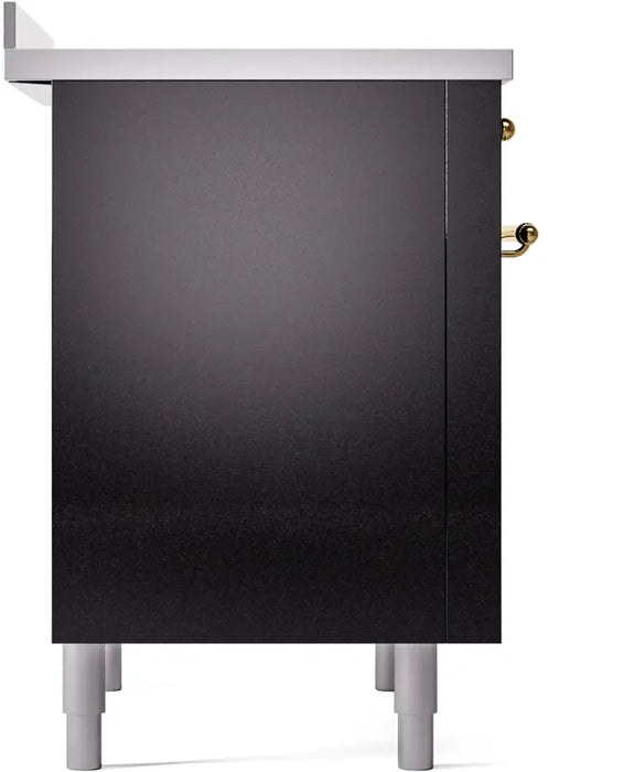 ILVE Nostalgie II 36-Inch Induction Range with 6 Elements, Glossy Black Brass Trim