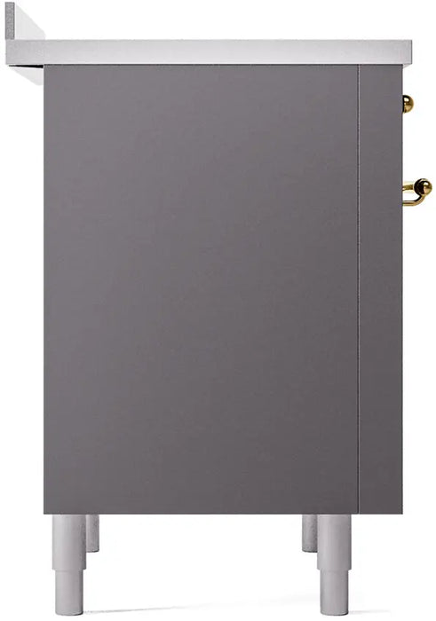 ILVE Nostalgie II 36-Inch Induction Range with 6 Elements, Graphite Matte Brass Trim