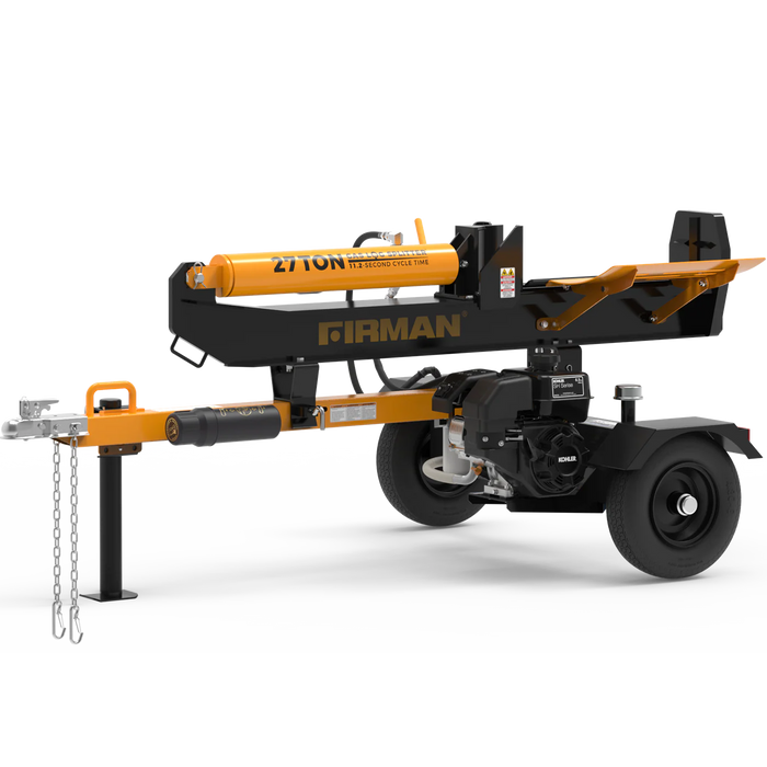 Firman Power Equipment GS2701 27‑Ton Portable Log Splitter – Kohler 196 cc Engine, Hardened Steel Wedge, Vertical/Horizontal Operation