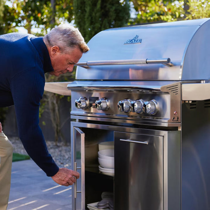 Blaze BLZ‑4LTEPRO‑CART‑LTSC 32" LTE PRO Gas Grill Cart with Soft‑Close Doors, Stainless Steel Outdoor BBQ Accessory