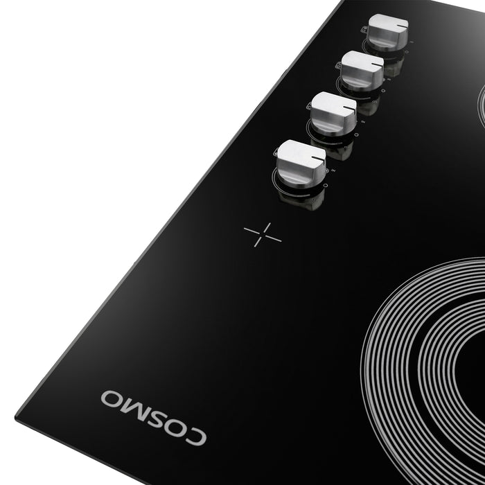 Cosmo 30-Inch Electric Ceramic Glass Cooktop with 4 Burners and Dual Zone Elements