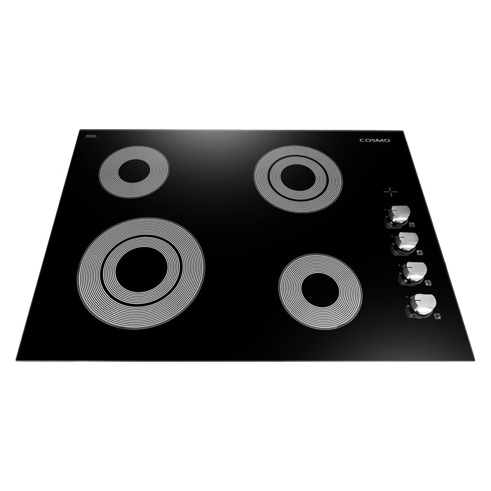 Cosmo 30-Inch Electric Ceramic Glass Cooktop with 4 Burners and Dual Zone Elements