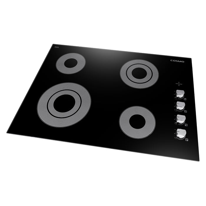 Cosmo 30-Inch Electric Ceramic Glass Cooktop with 4 Burners and Dual Zone Elements