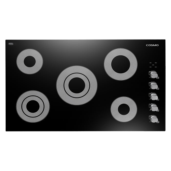 Cosmo 36-Inch Electric Ceramic Glass Cooktop with 5 Burners and Dual Zone Elements