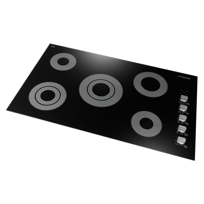 Cosmo 36-Inch Electric Ceramic Glass Cooktop with 5 Burners and Dual Zone Elements