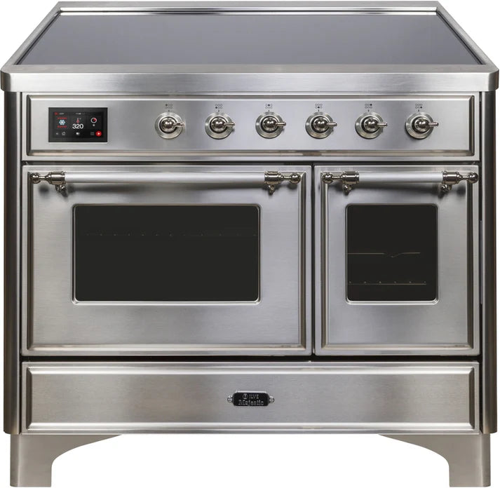 Ilve UMDI10NS3SSC 40 in Majestic II Induction Range, 6 Elements, Double Oven, Stainless Steel, Chrome