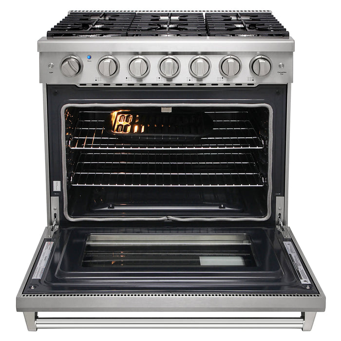Kostch KOS-36RG03MLP-S 36" Freestanding LP Gas Range with 6 Burners, Convection Oven – Stainless Steel