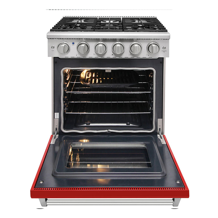 Kostch KOS-30RG03M-R 30" Freestanding Gas Range with 5 Burners, 4.55 cu. ft. Convection Oven – Red, LP Convertible