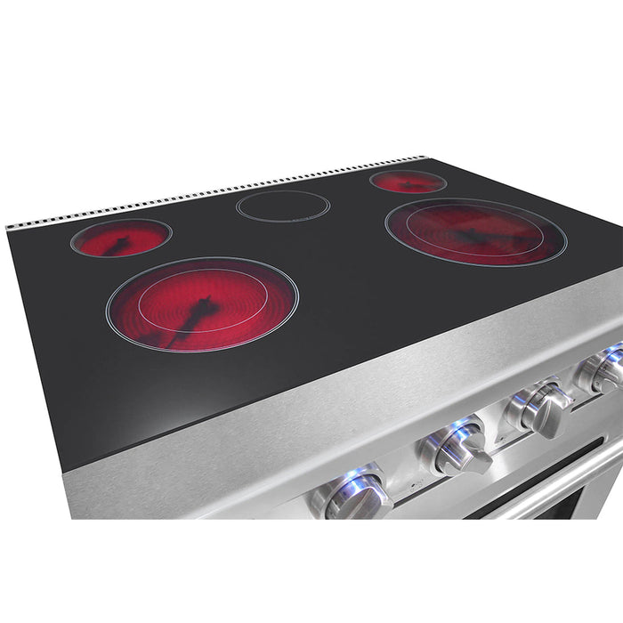 Kostch KOS-30RE06H-R 30" Freestanding Electric Range with Smooth Cooktop, Convection Oven – Red