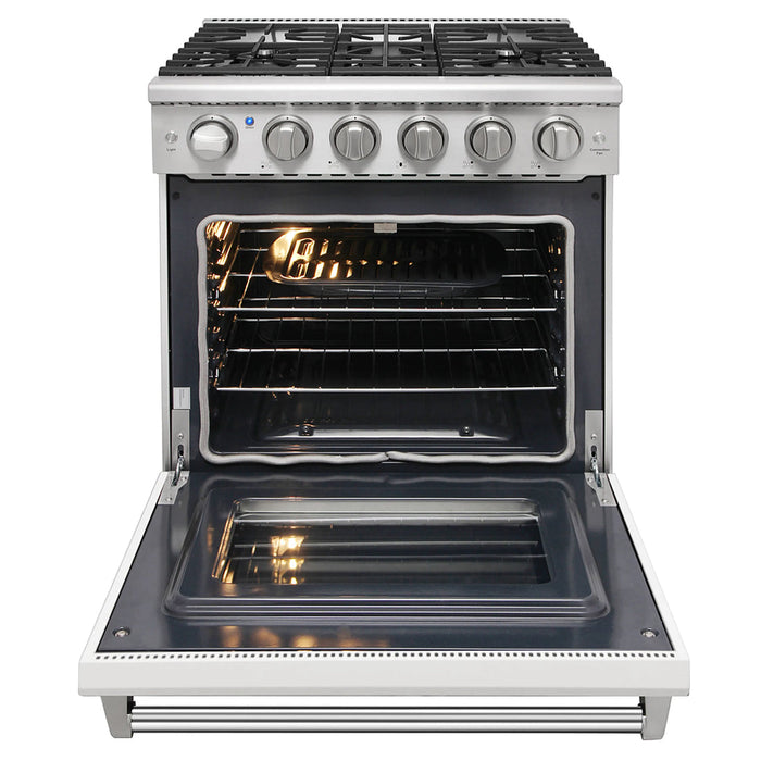Kostch KOS-30RG03MLP-W 30" Freestanding LP Gas Range with 5 Burners, Convection Oven – White