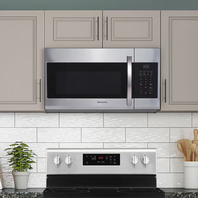 Samsung ME17R7021ES/AA 1.7 cu. ft. Over-the-Range Microwave in Fingerprint Resistant Stainless Steel – 1,000 Watts, 2-Speed 300 CFM Ventilation, and LED Display