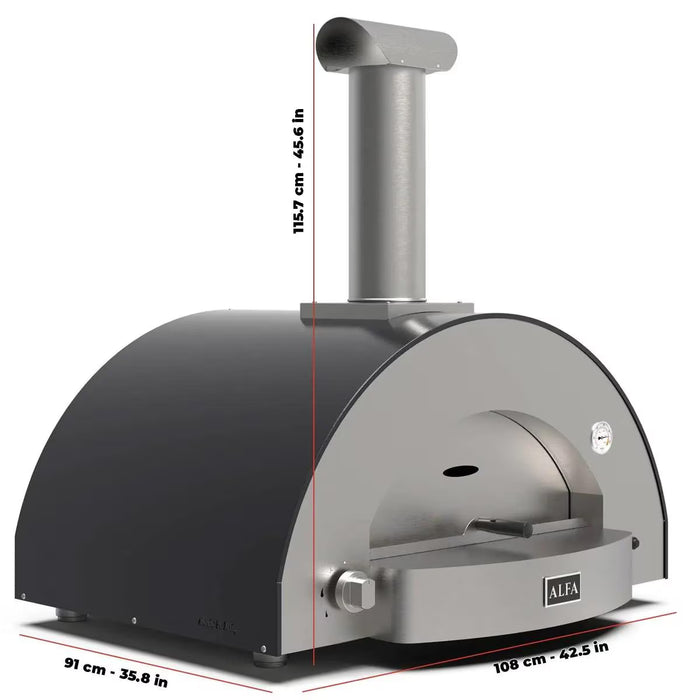 Alfa Classico 4 Pizze Propane Gas Outdoor Pizza Oven FXCL-4P-GGRA-U – Ardesia Grey, 4-Pizza Capacity, Countertop, 1,000 °F Max Temp