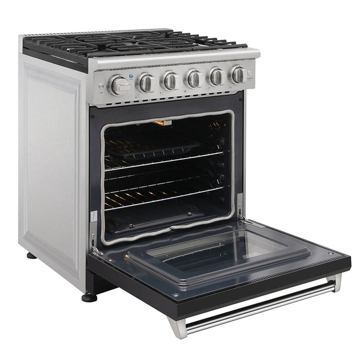Kostch KOS-30RG03M-B 30" Freestanding Gas Range with 5 Burners, 4.55 cu. ft. Convection Oven – Black, LP Convertible