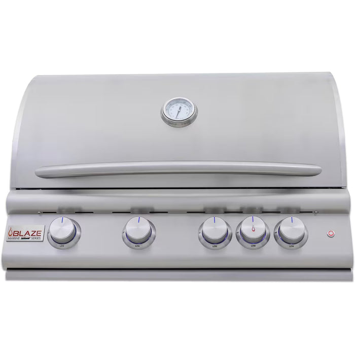 Blaze BLZ-4LTE3MG-NG 32" 4-Burner Built-In Marine Grade Natural Gas Grill, 66,000 BTU, 316L Stainless Steel LTE Plus with Lights & Infrared Rear Burner