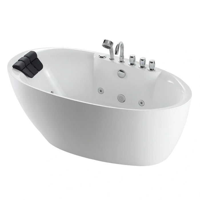 Empava 59" Freestanding Acrylic Whirlpool Bathtub with Hydro‑Massage Jets – EMPV‑59AIS12