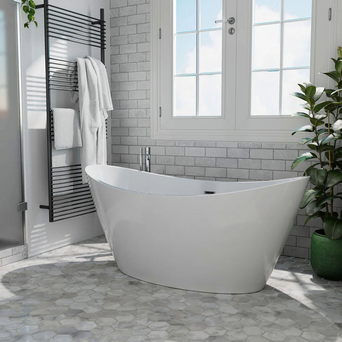 Empava 59" Freestanding Acrylic Soaking Bathtub with Center Drain – EMPV‑59FT1518