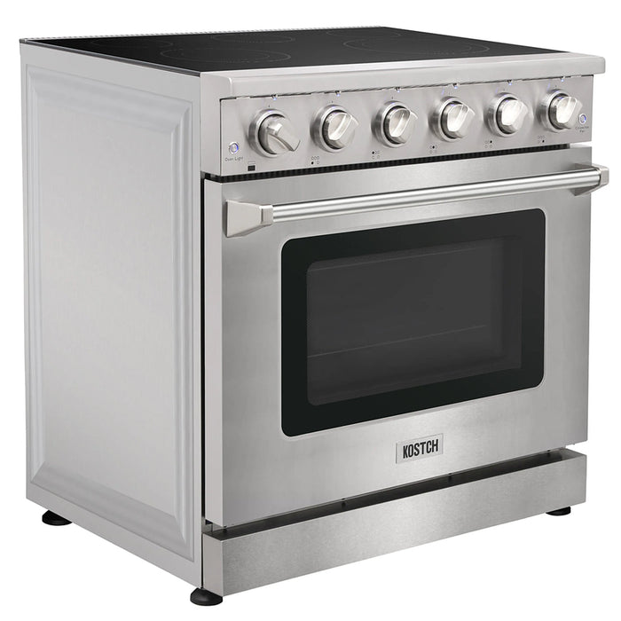 Kostch KOS-36RE06H-S 36" Freestanding Electric Range with Smooth Cooktop, Convection Oven – Stainless Steel