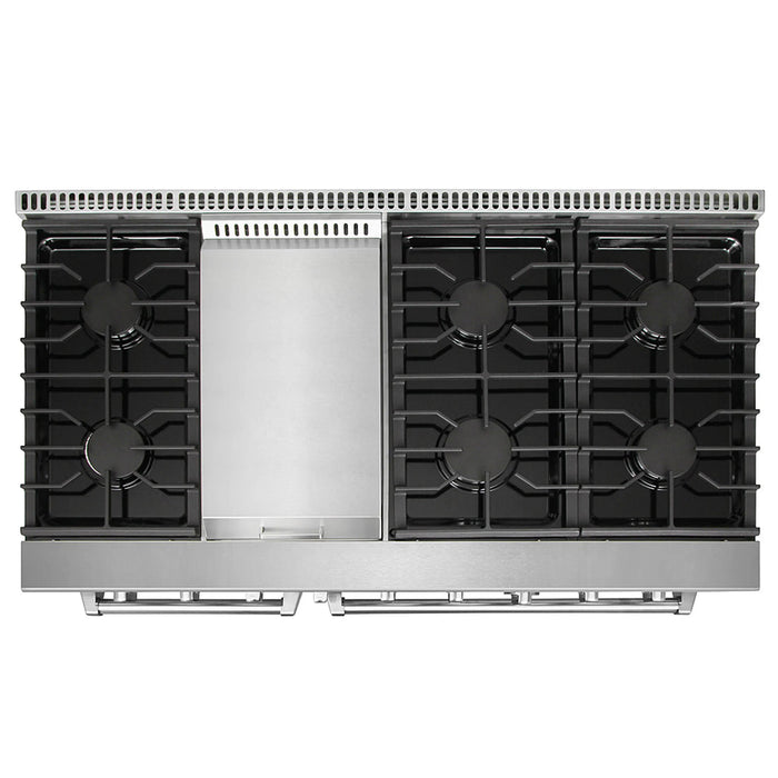 Kostch KOS-48RG03M-W 48" Freestanding Gas Range with 6 Burners, Convection Oven – White, LP Convertible