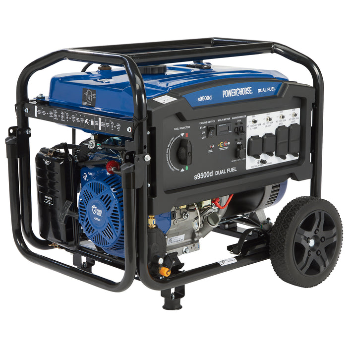Powerhorse 6075652 Portable Generator 9500 Surge Watts Dual Fuel Gas Propane Electric Start