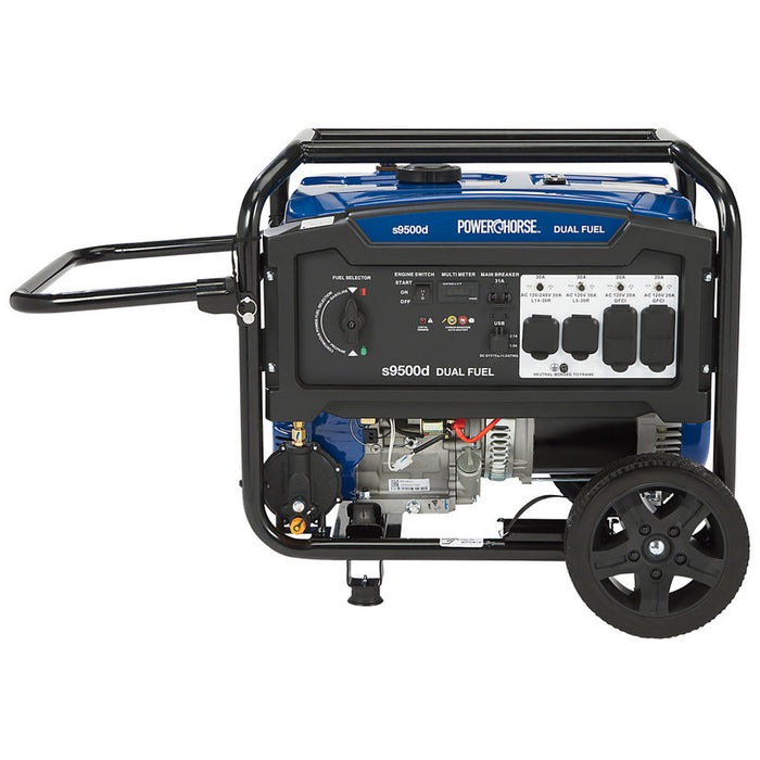 Powerhorse 6075652 Portable Generator 9500 Surge Watts Dual Fuel Gas Propane Electric Start