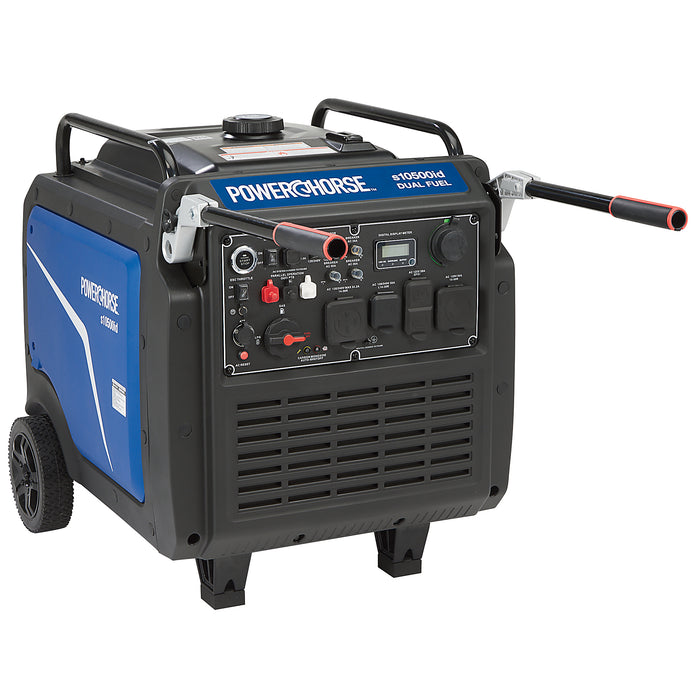 Powerhorse 6075661 Inverter Generator 10500 Surge Watts Dual Fuel Gas Propane Electric Start Portable