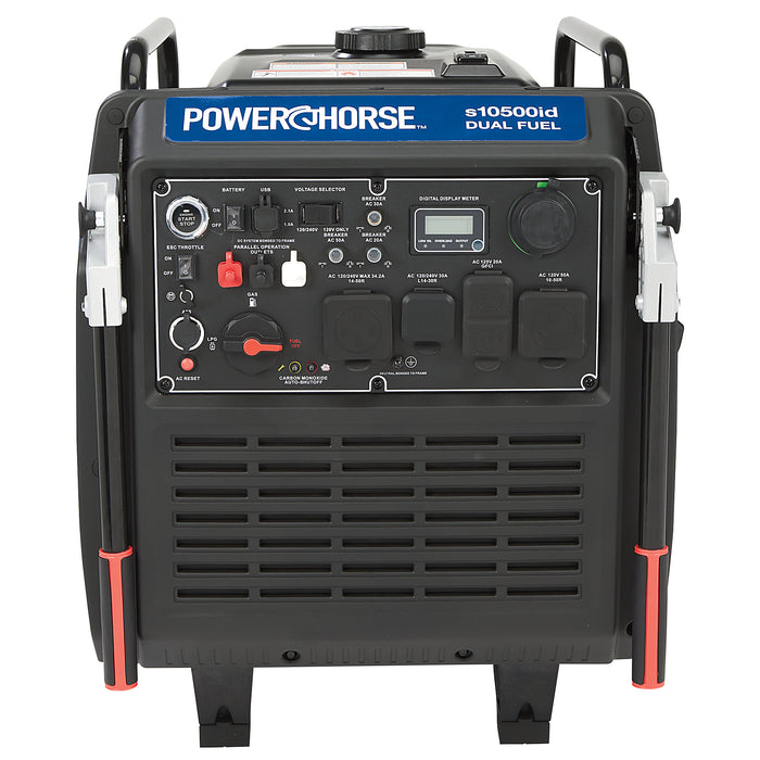 Powerhorse 6075661 Inverter Generator 10500 Surge Watts Dual Fuel Gas Propane Electric Start Portable