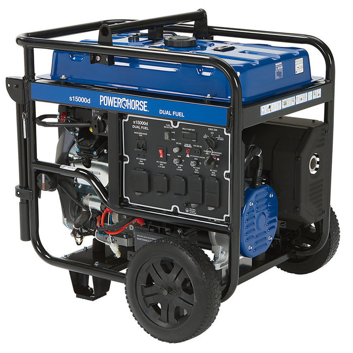Powerhorse 6075687 Portable Generator 15000 Surge Watts Dual Fuel Gas Propane Electric Start
