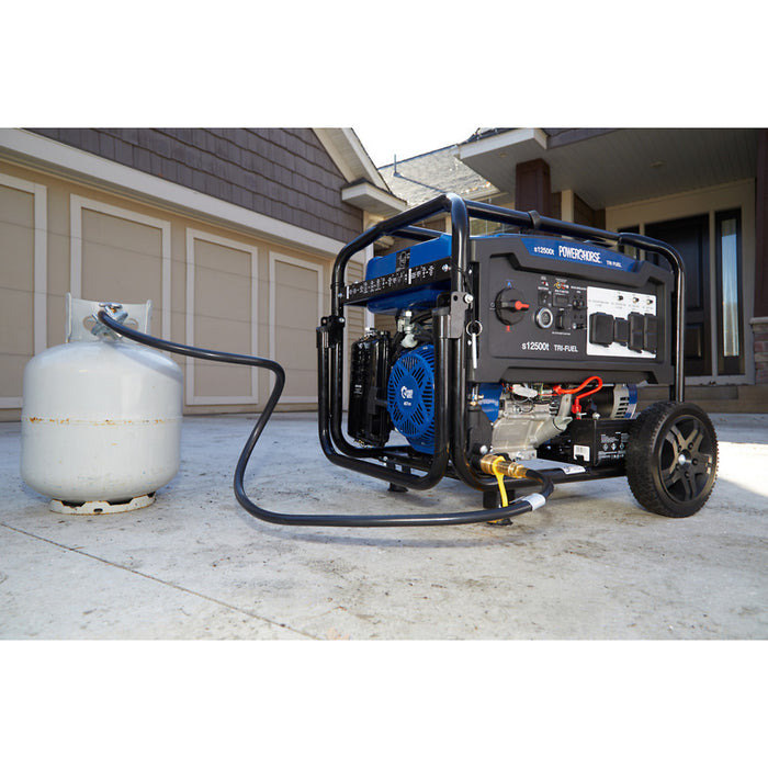 Powerhorse 6075695 Portable Generator 12500 Surge Watts Tri Fuel Gas Propane Natural Gas Electric Start