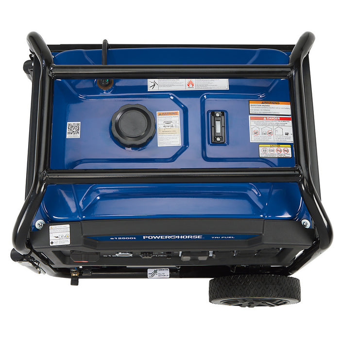 Powerhorse 6075695 Portable Generator 12500 Surge Watts Tri Fuel Gas Propane Natural Gas Electric Start