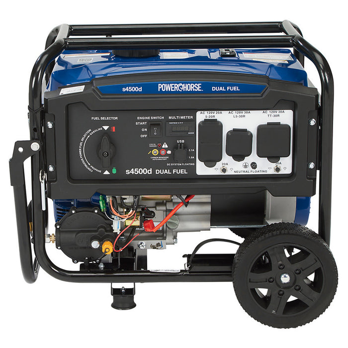 Powerhorse 6075716 Portable Generator 4500 Surge Watts Dual Fuel Gas/Propane Recoil Start