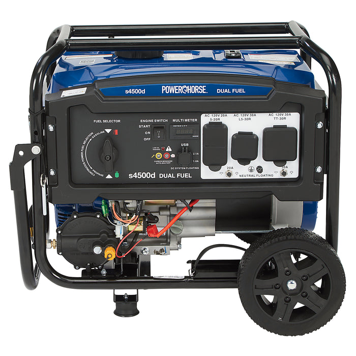Powerhorse 6075716 Portable Generator 4500 Surge Watts Dual Fuel Gas/Propane Recoil Start