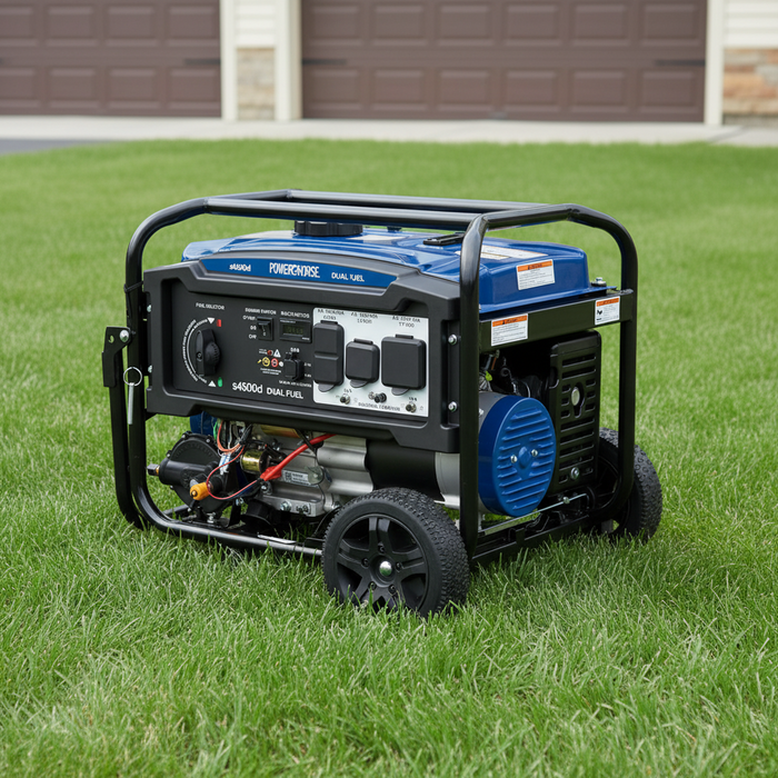 Powerhorse 6075716 Portable Generator 4500 Surge Watts Dual Fuel Gas/Propane Recoil Start