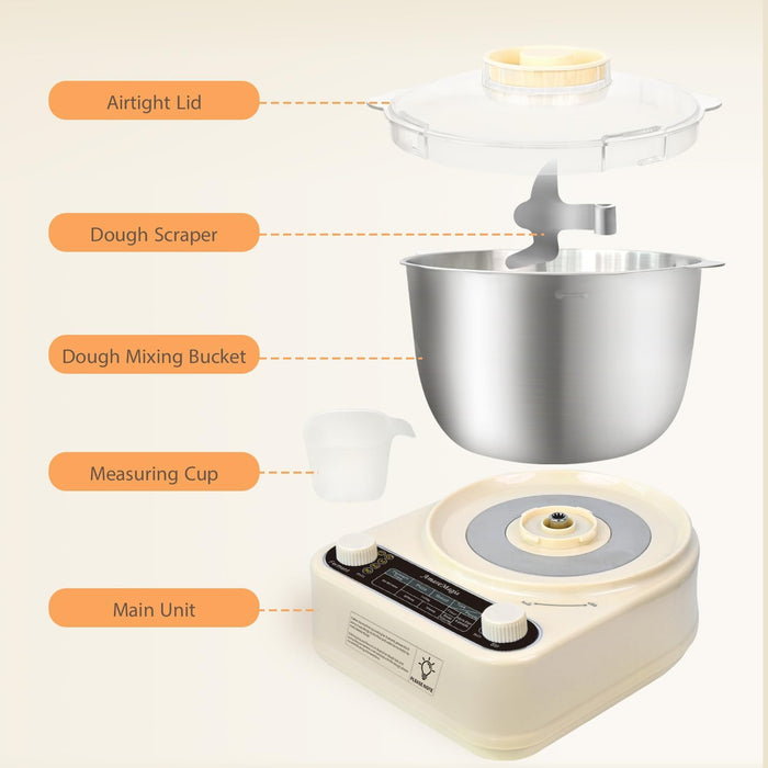 Vero Hardware Electric Dough Maker – 5.34QT Dough Mixer with Ferment Function, Stainless Steel Bowl