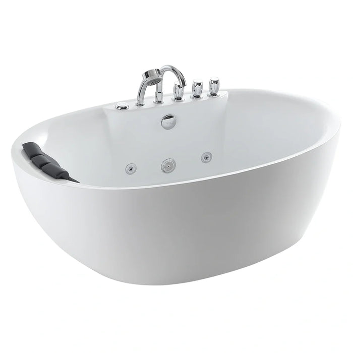 Empava 67" Freestanding Acrylic Whirlpool Bathtub with Hydro-Massage Jets – EMPV-67AIS13