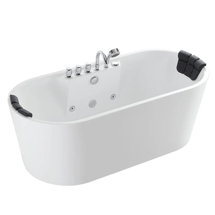 Empava 67" Freestanding Acrylic Whirlpool Bathtub with Hydro-Massage Jets – EMPV-67AIS01